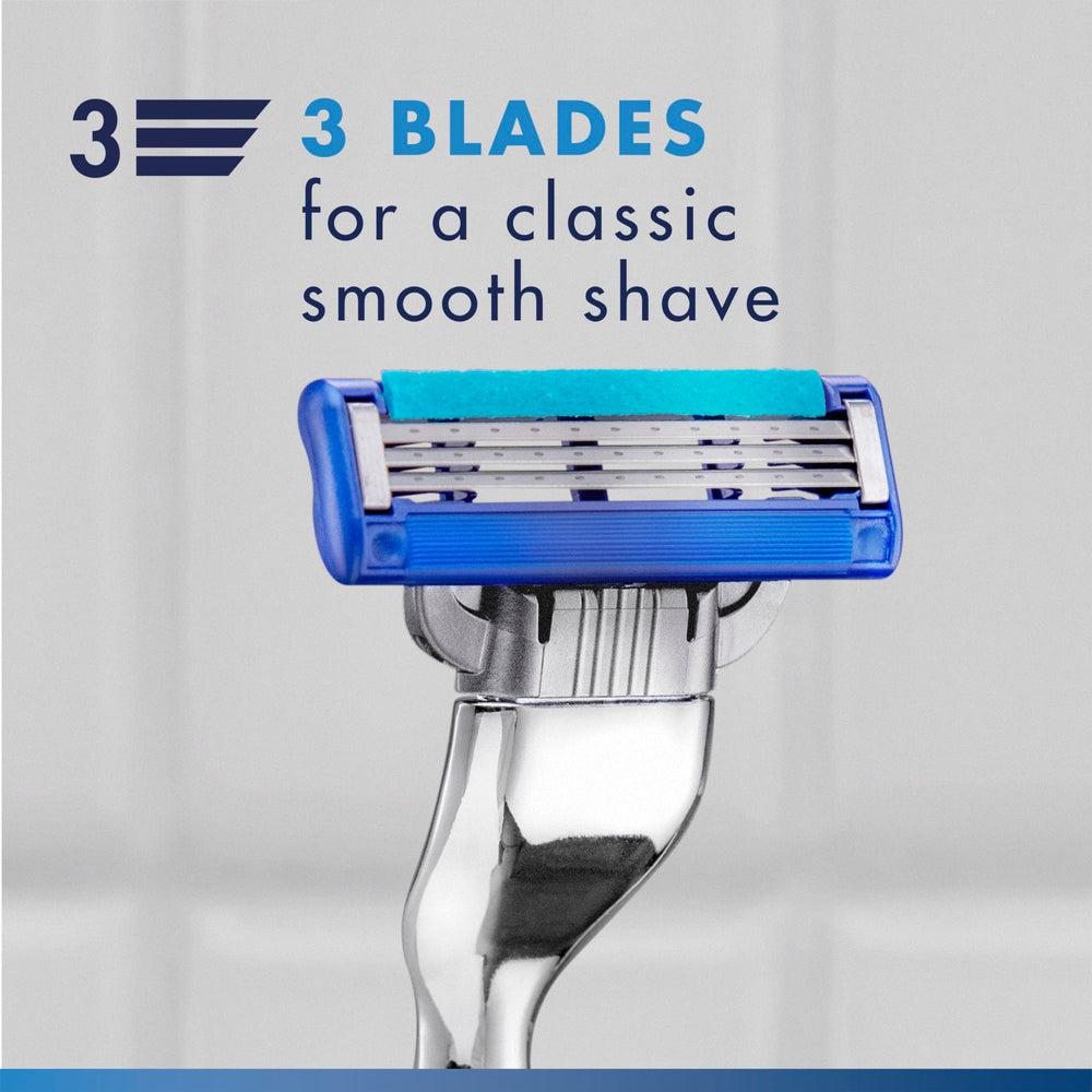 Gillette Mach3 Turbo cartridge next to coin for size and scale