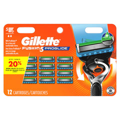 Gillette ProGlide front packaging showing 12 refill cartridges for value