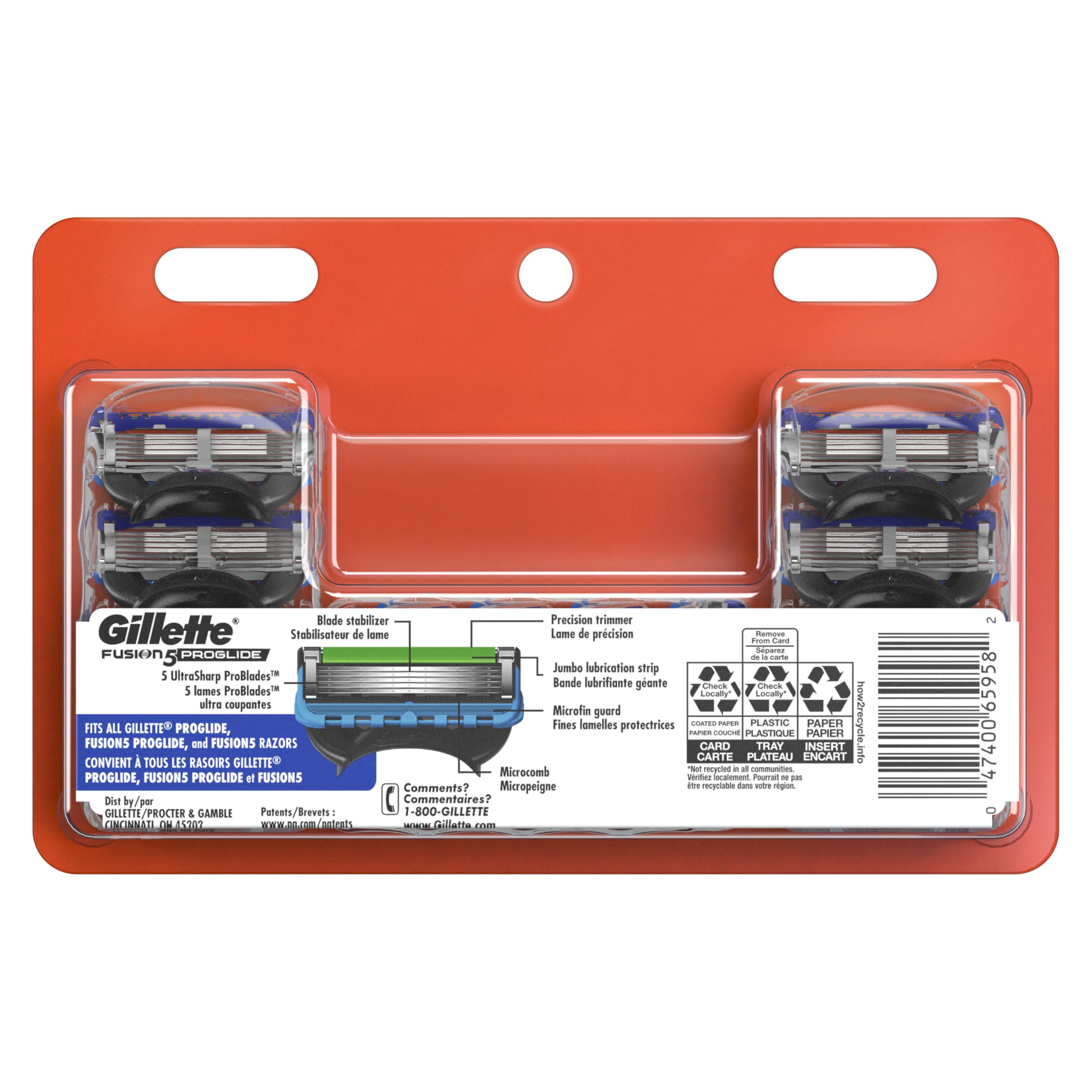 Gillette ProGlide refills arranged for storage showing neat organization benefit