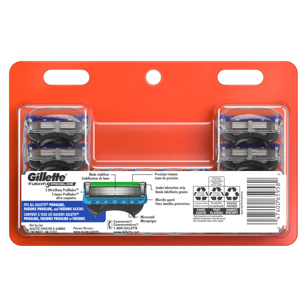 Gillette ProGlide refills arranged for storage showing neat organization benefit