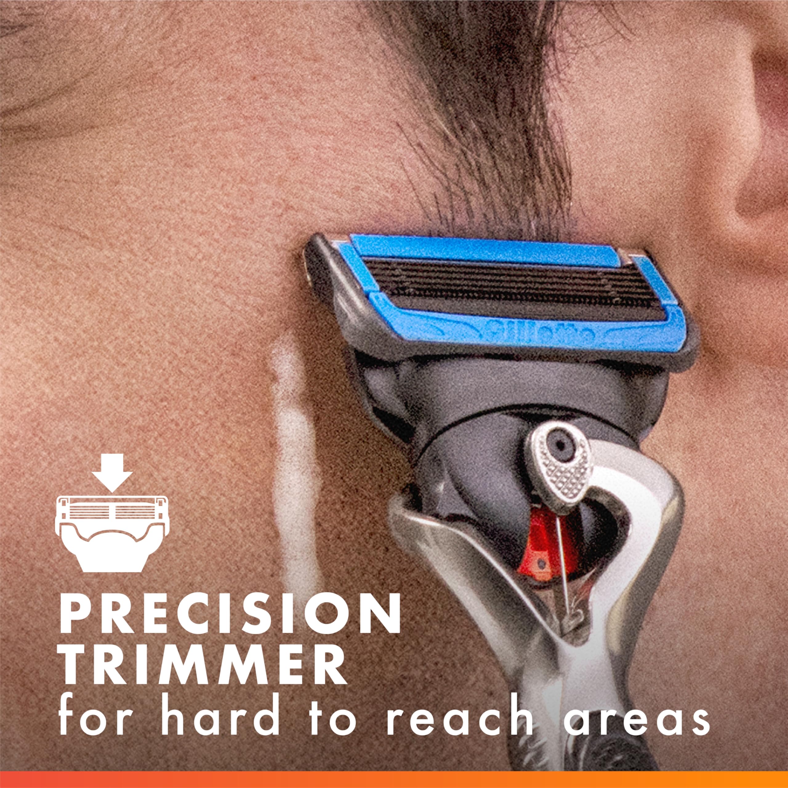 Man shaving at sink with Gillette ProShield Chill refill providing comfortable glide