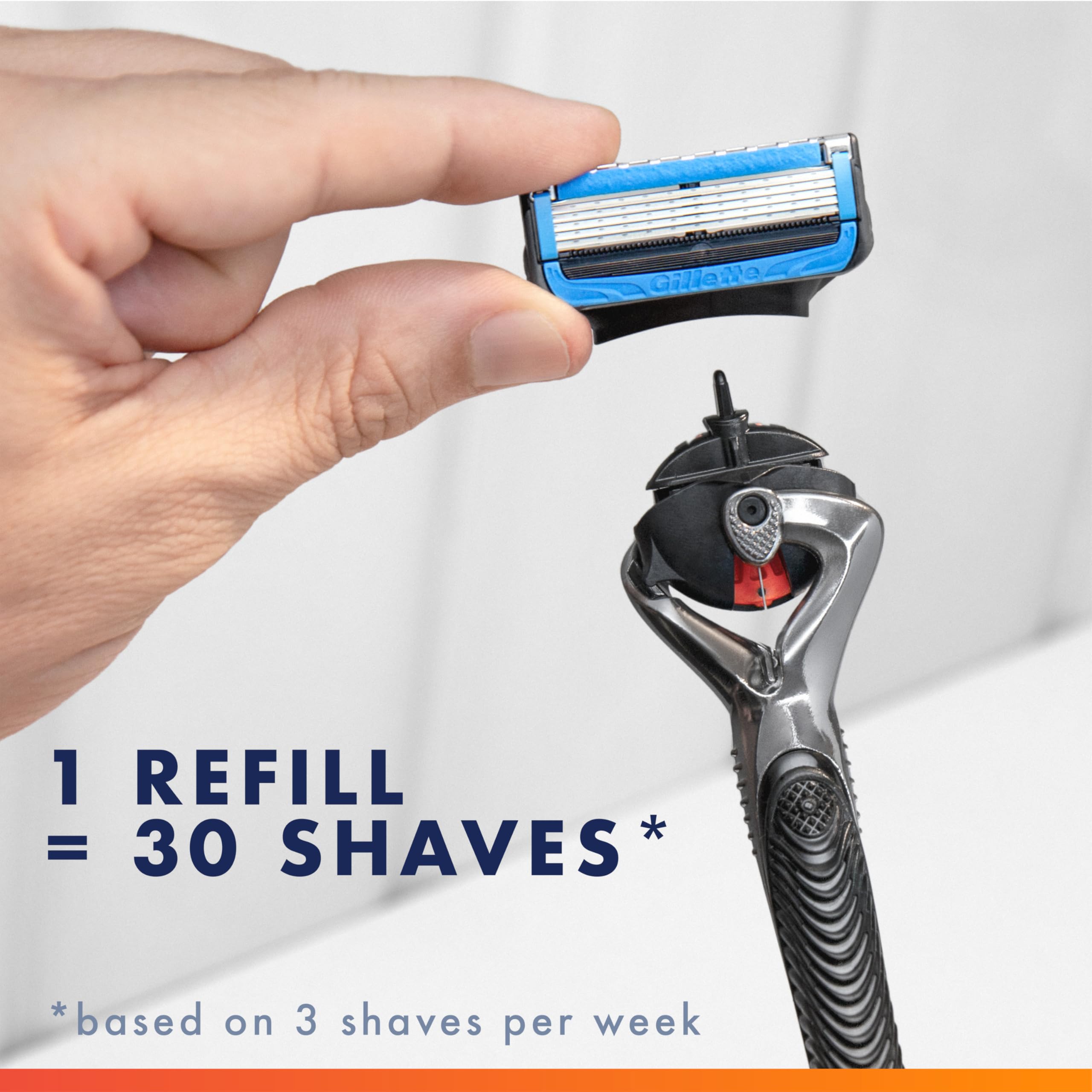 Open pack of eight Gillette ProShield Chill refills ready for cartridge replacement