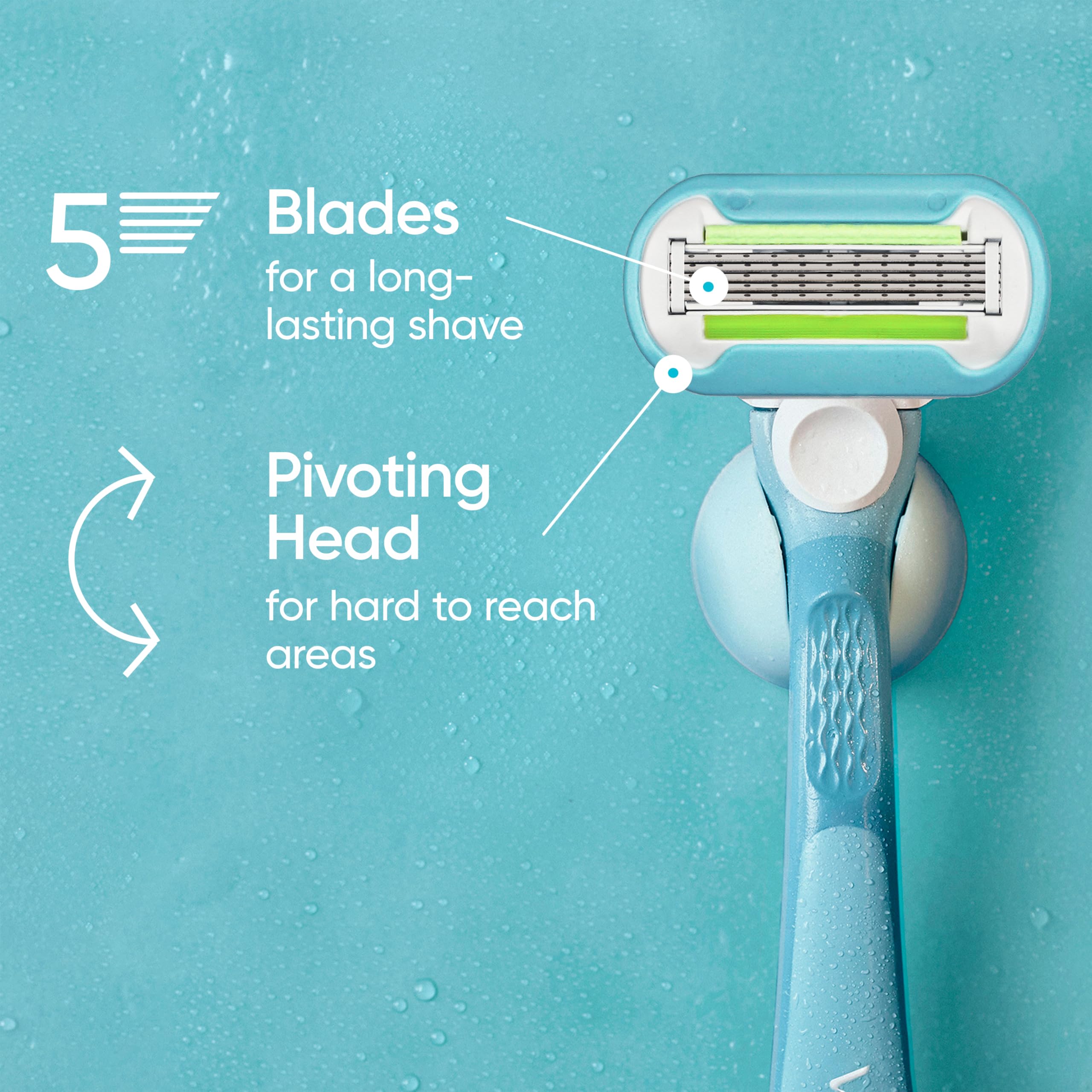Gillette Venus close-up of five blades highlighting refined blade spacing for a smoother shave