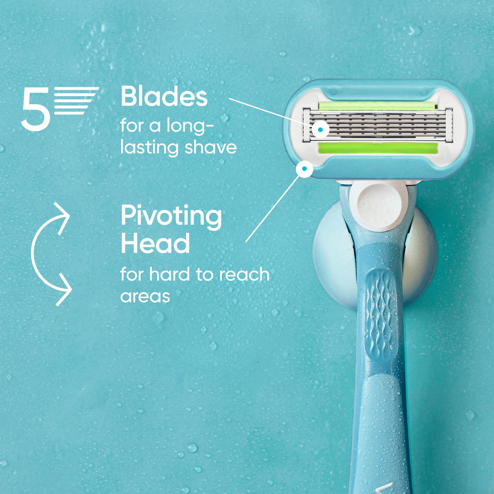 Gillette Venus close-up of five blades highlighting refined blade spacing for a smoother shave