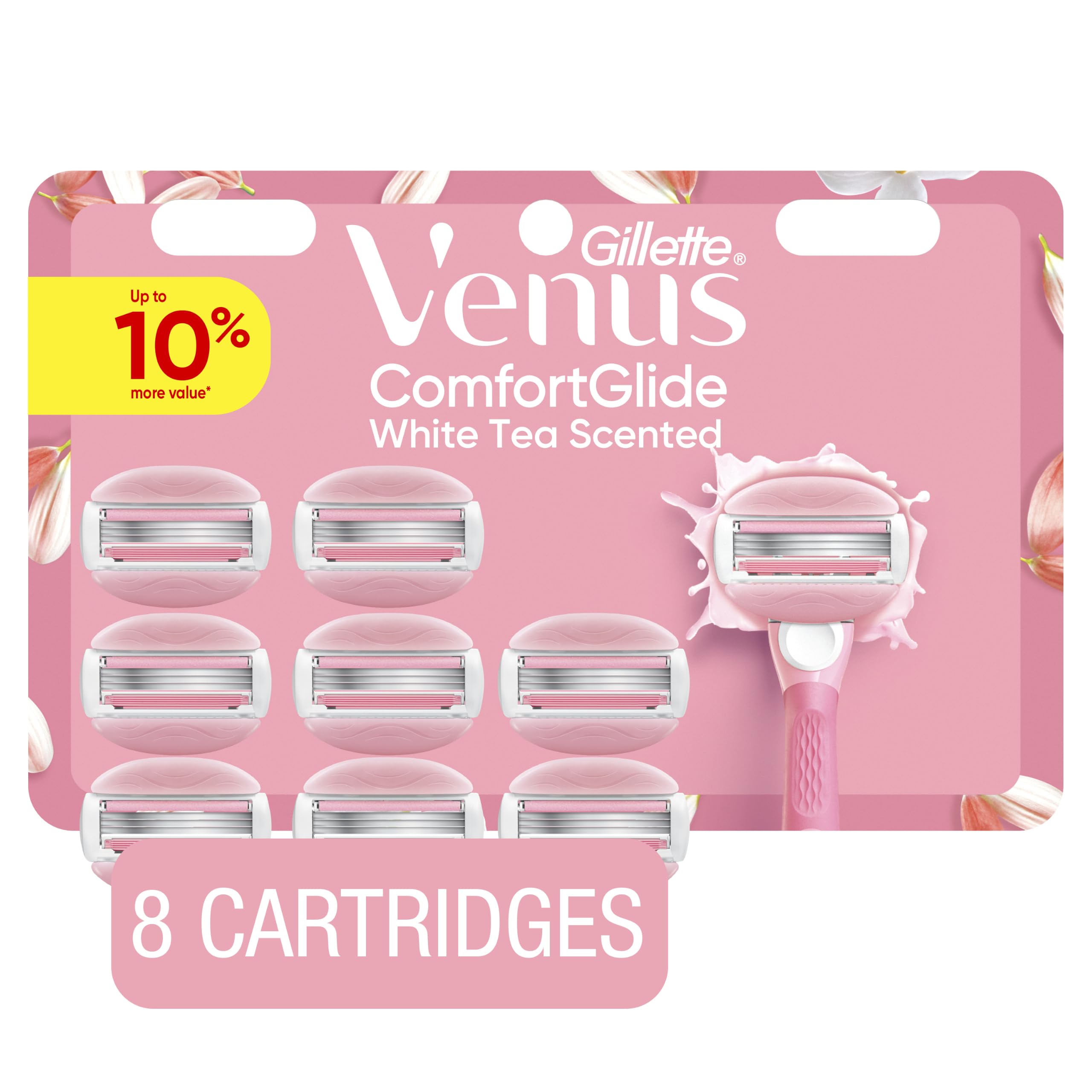 Gillette Venus front packaging showing 8 refills and convenience
