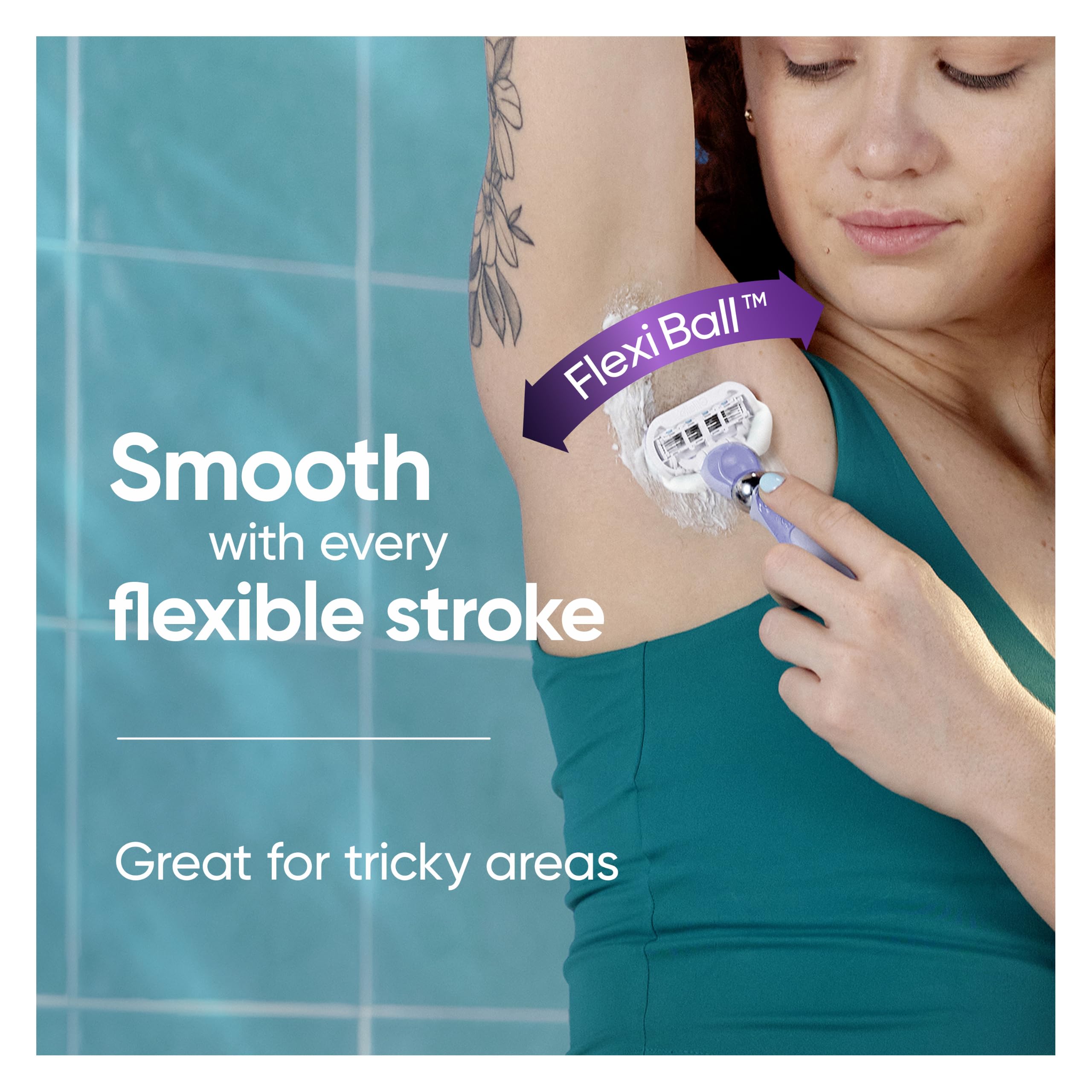 Gillette Venus five-blade refill close detail showing blades for closer cuts and fewer passes