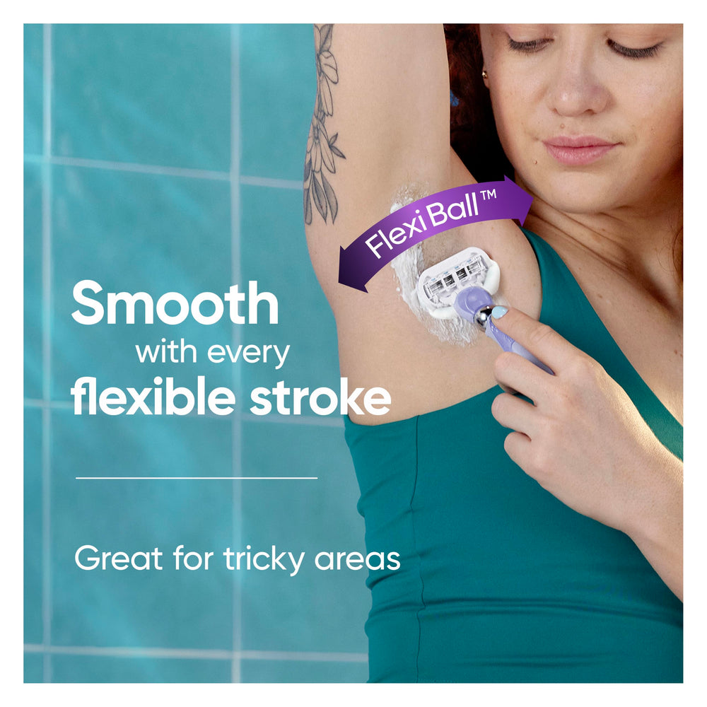 Gillette Venus five-blade refill close detail showing blades for closer cuts and fewer passes
