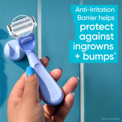 Gillette Venus handle close-up with rubber grip for better control in shower