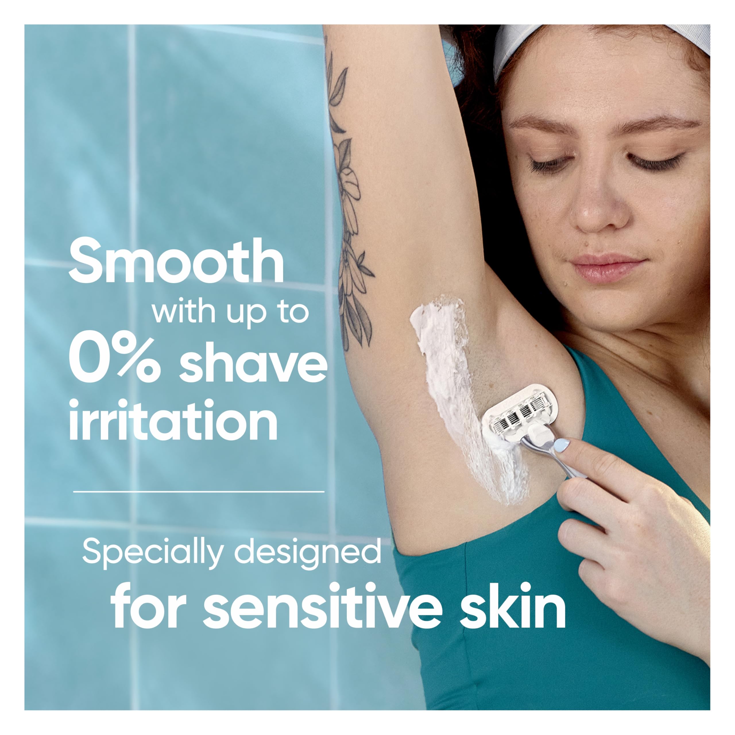 Gillette Venus lubricating strip detail visible to illustrate glide and reduced irritation