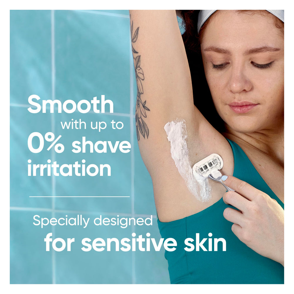Gillette Venus lubricating strip detail visible to illustrate glide and reduced irritation