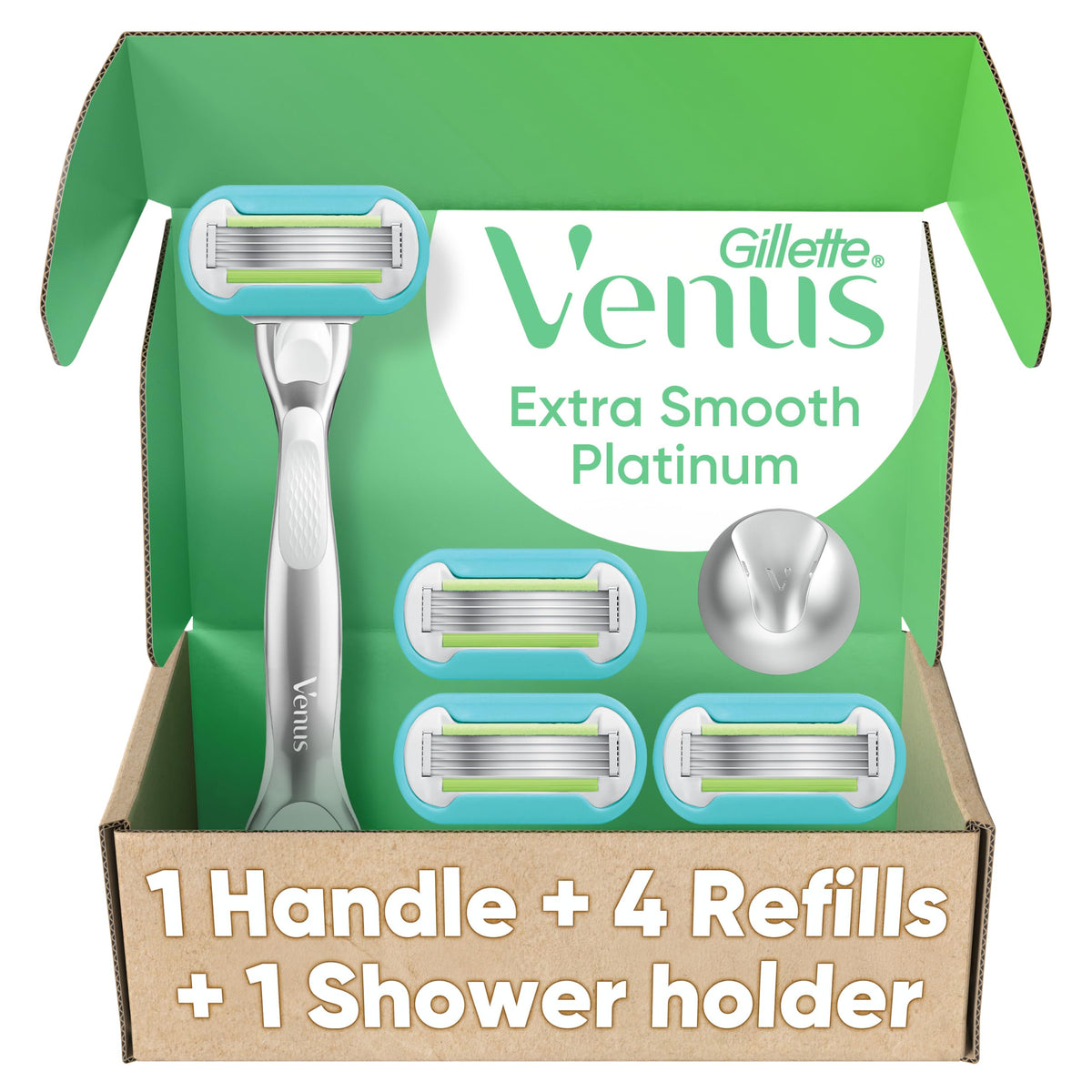 Gillette Venus metal handle front view showing durable grip and control