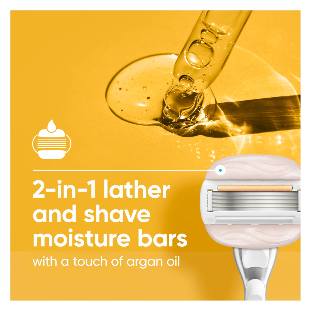 Gillette Venus cartridge side profile illustrating lubricating strip for comfort