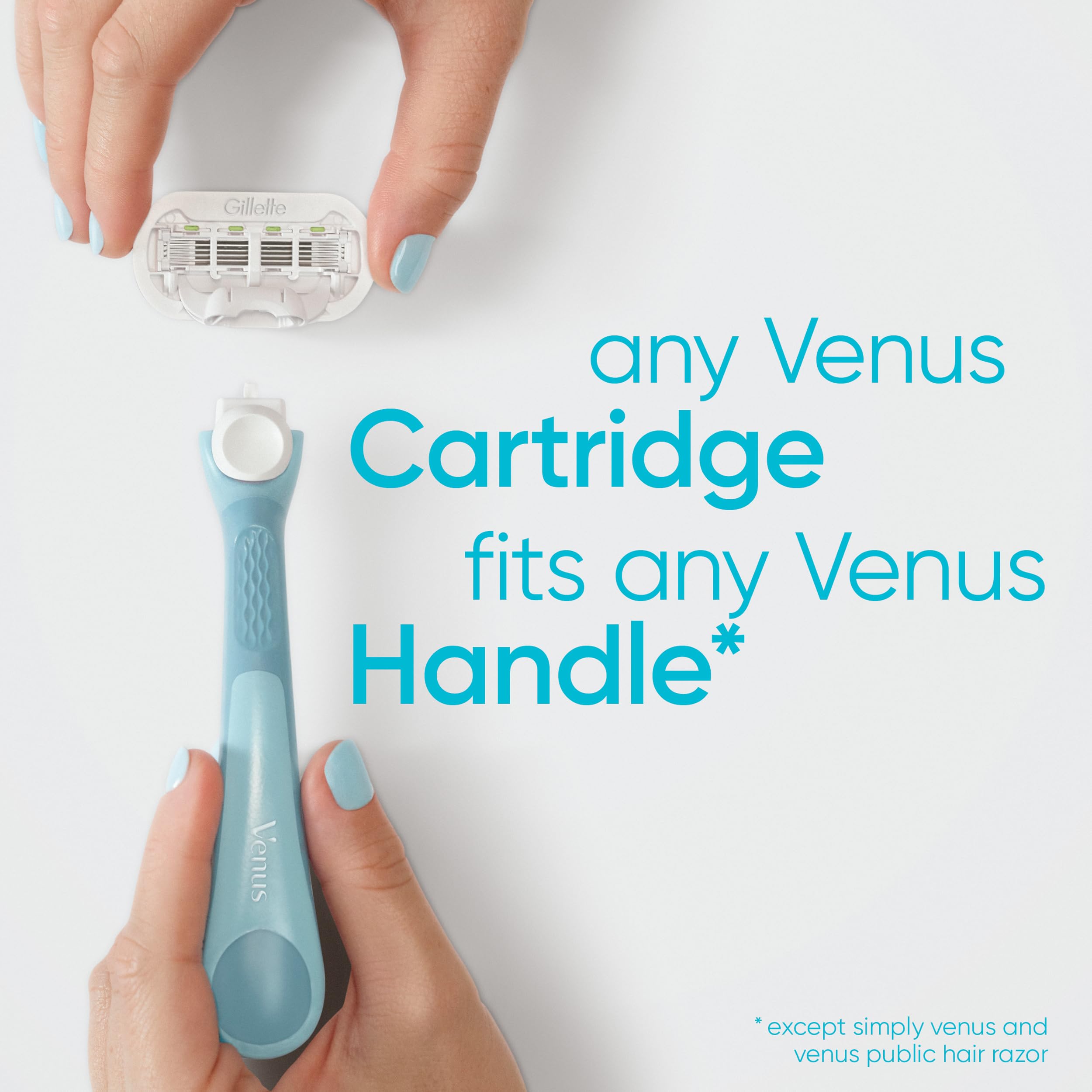 Gillette Venus open pack displaying eight cartridges for longer time between purchases
