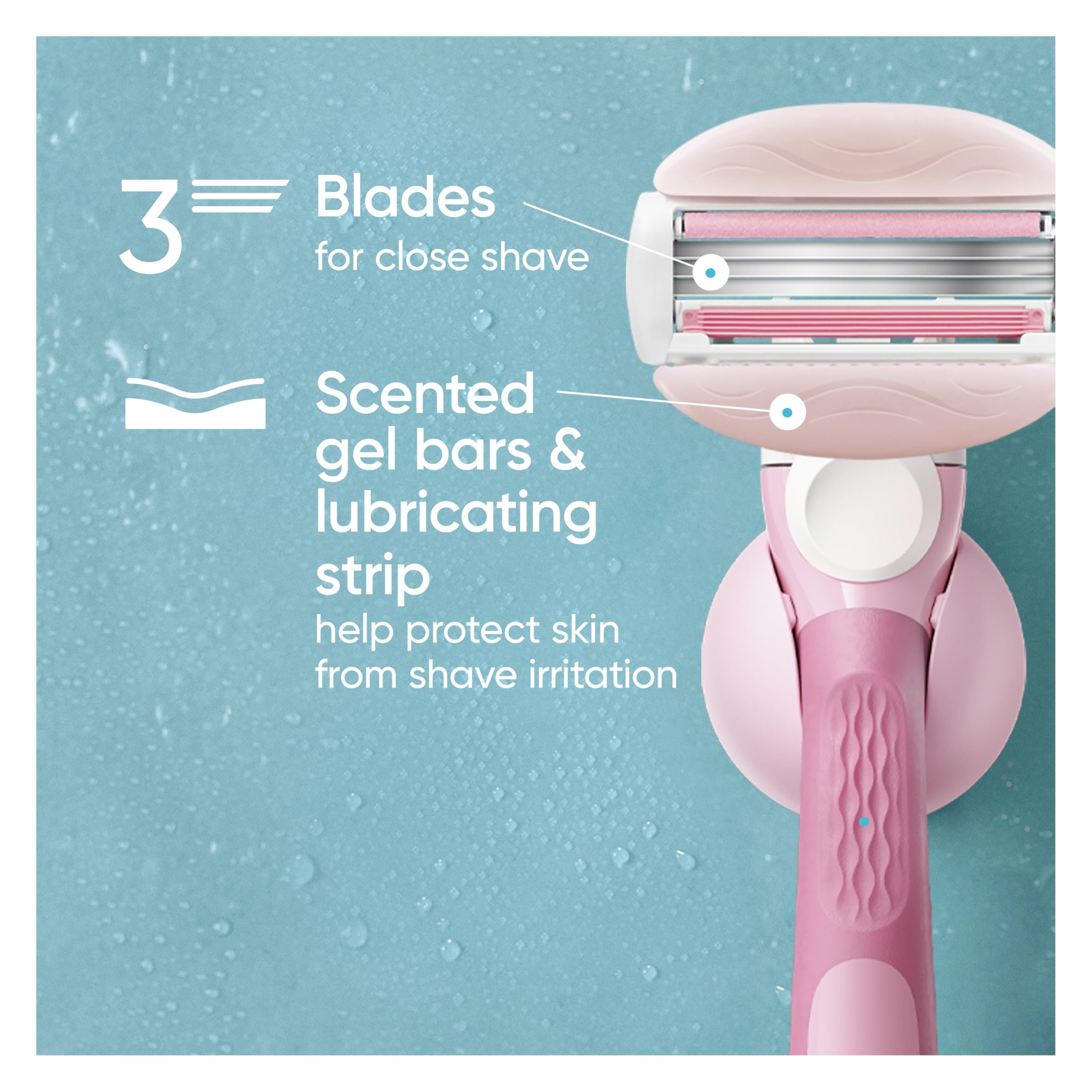 Gillette Venus close up of white tea gel bar delivering lubrication