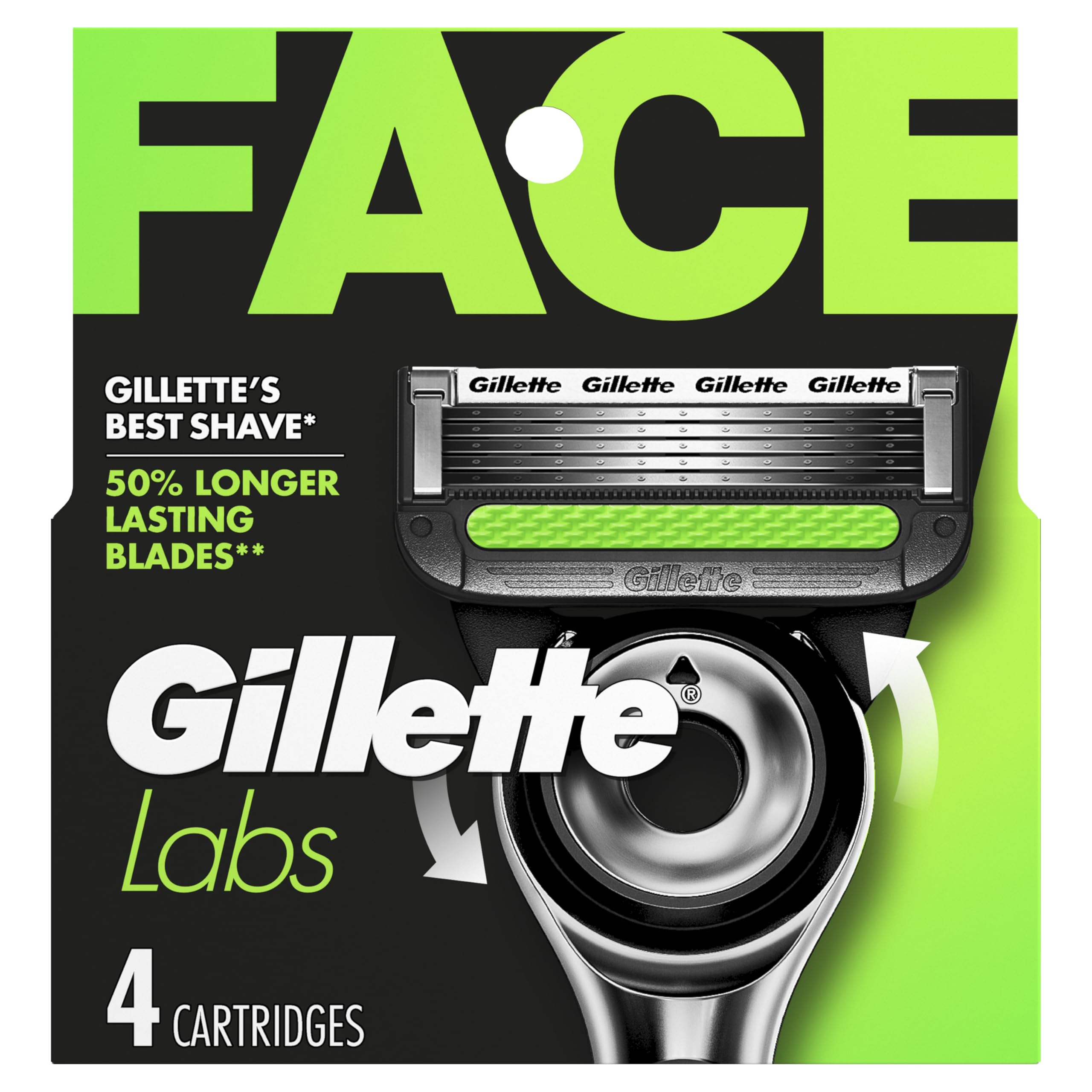 Gillette showing front packaging and refill count for quick identification