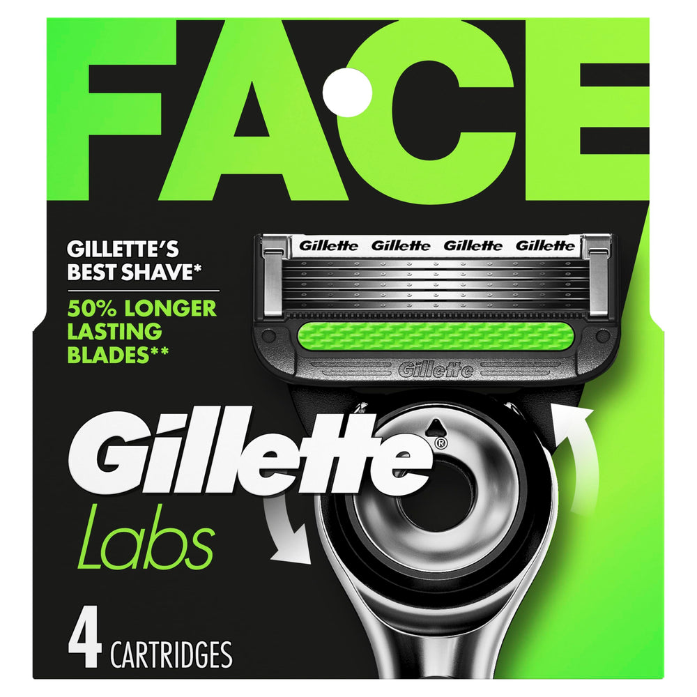 Gillette showing front packaging and refill count for quick identification
