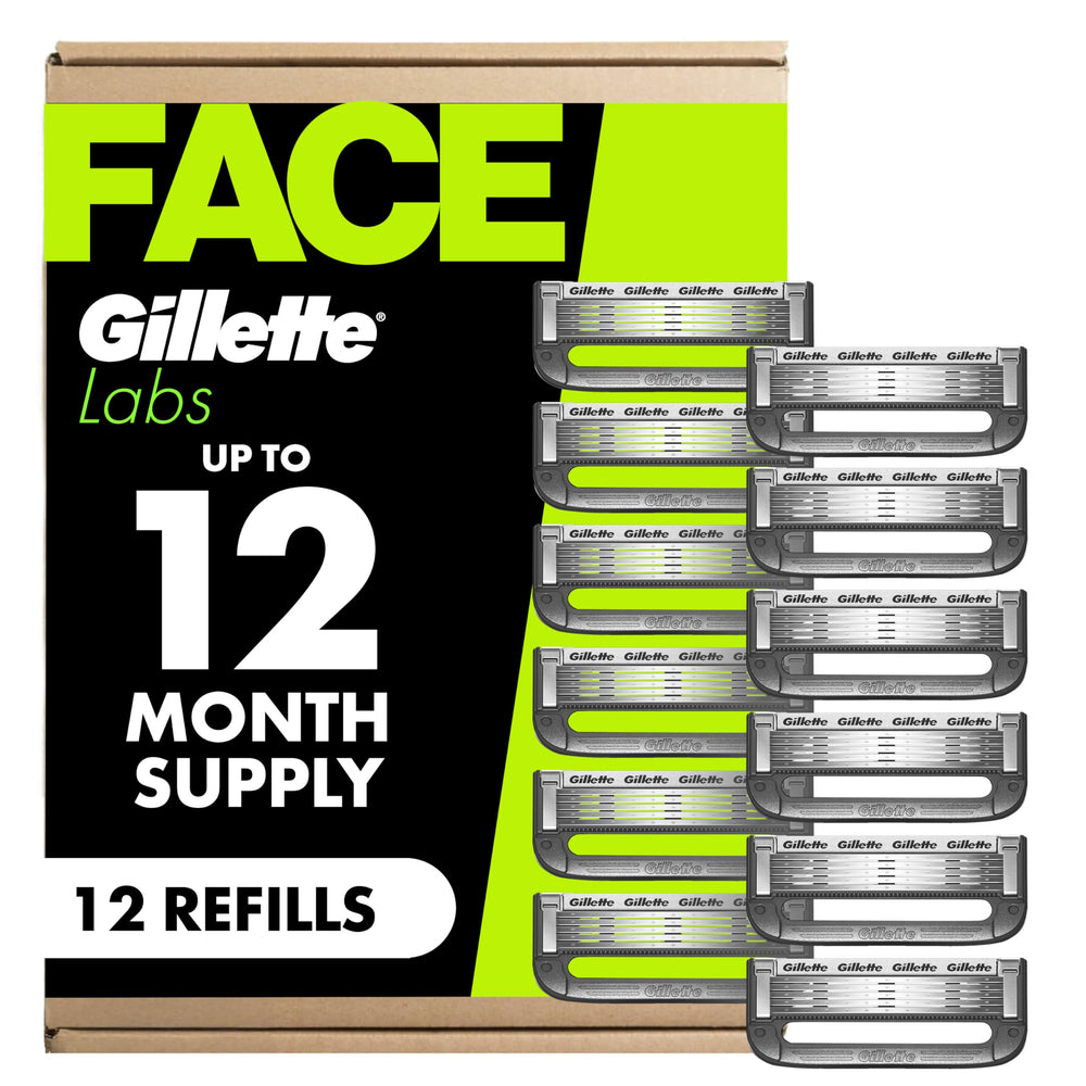 Gillette Labs front packaging showing 12-count replacement blades and value