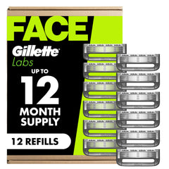 Gillette Labs front packaging showing 12-count replacement blades and value