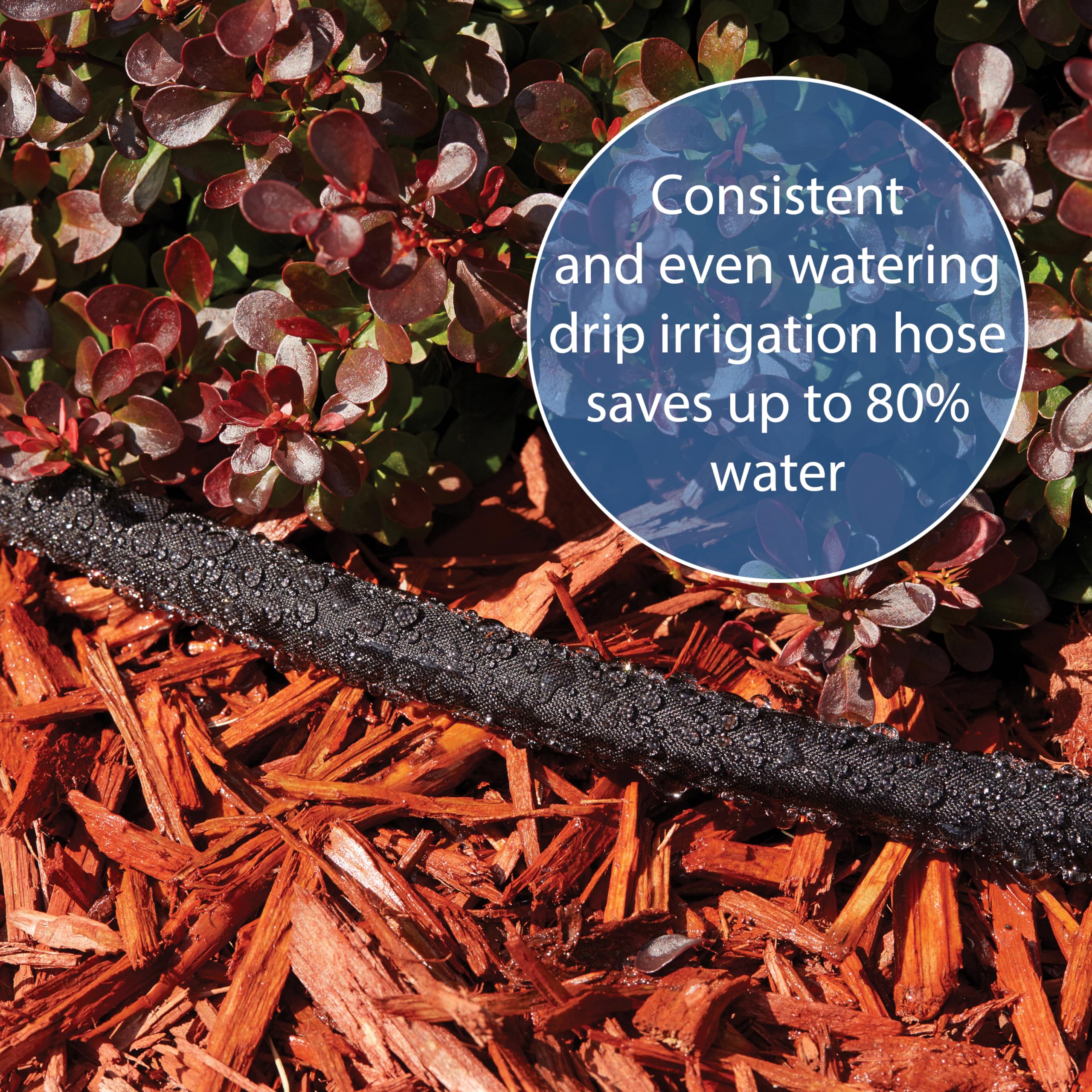 GILMOUR hose end connector detail highlighting simple joining and leak-reduction benefit