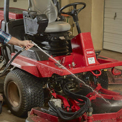 Gilmour hold-open clip engaged for continuous spray and reduced fatigue