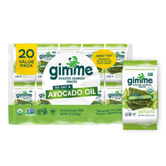 gimMe front packaging showing sea salt and avocado oil flavor and convenience