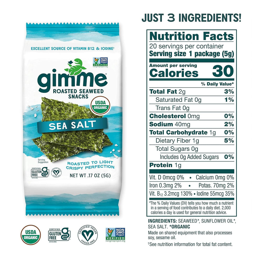 gimMe ingredient label detail showing organic seaweed and clean ingredient benefit