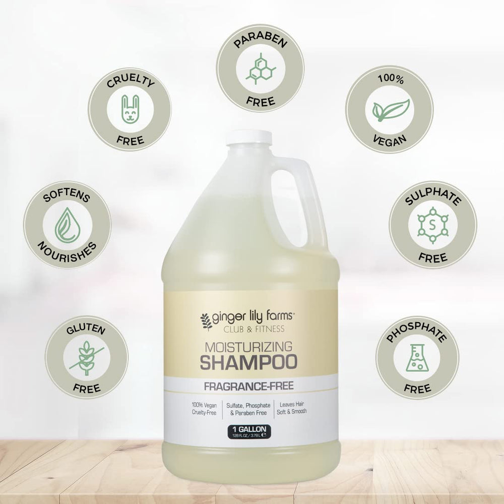 Ginger Lily Farms label detail emphasizing fragrance-free and vegan benefits