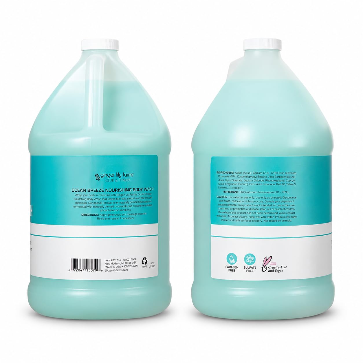 Ginger Lily Farms bottle on a dispenser highlighting convenient refills and reduced waste