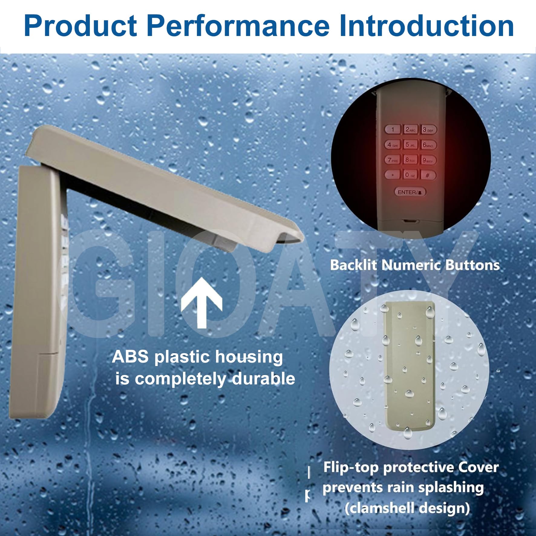GIOATY keypad with rain cover installed protecting electronics from weather