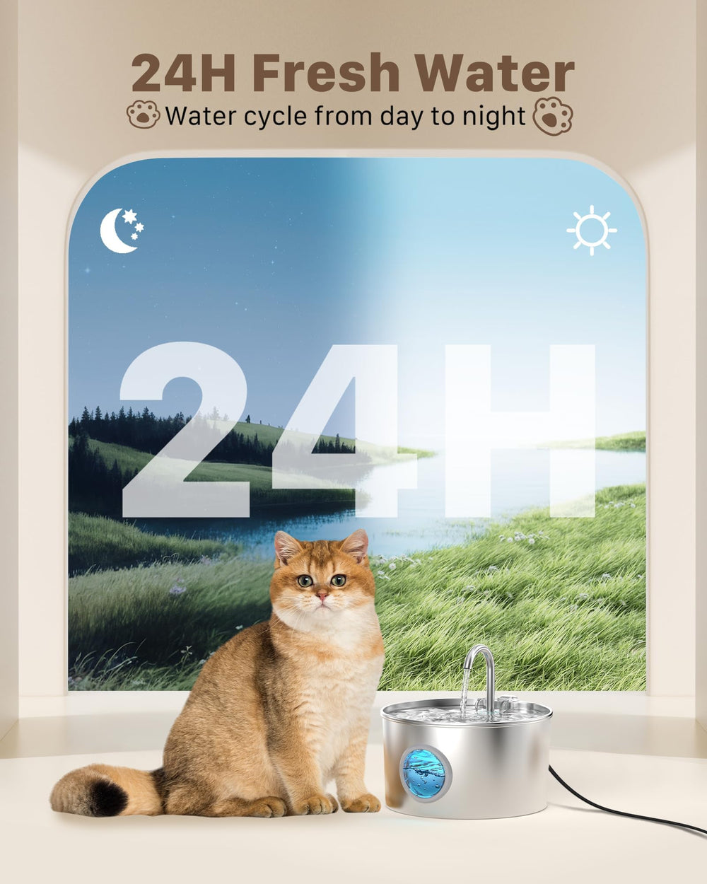 GIOTOHUN fountain mode low stream demonstrating comfortable access for short pets
