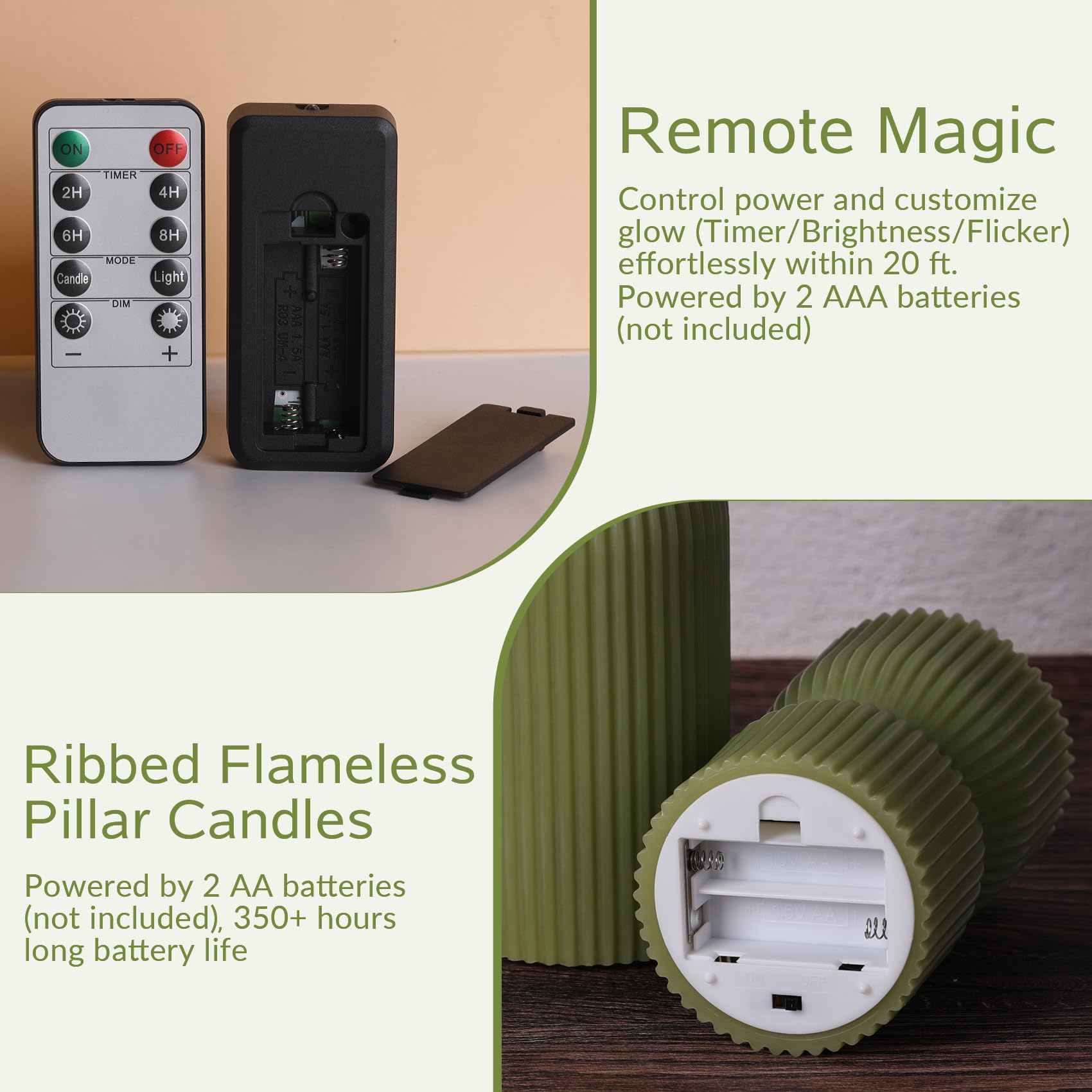 Girimax candle lit showing simulated black-wick LED flame for warm ambient glow