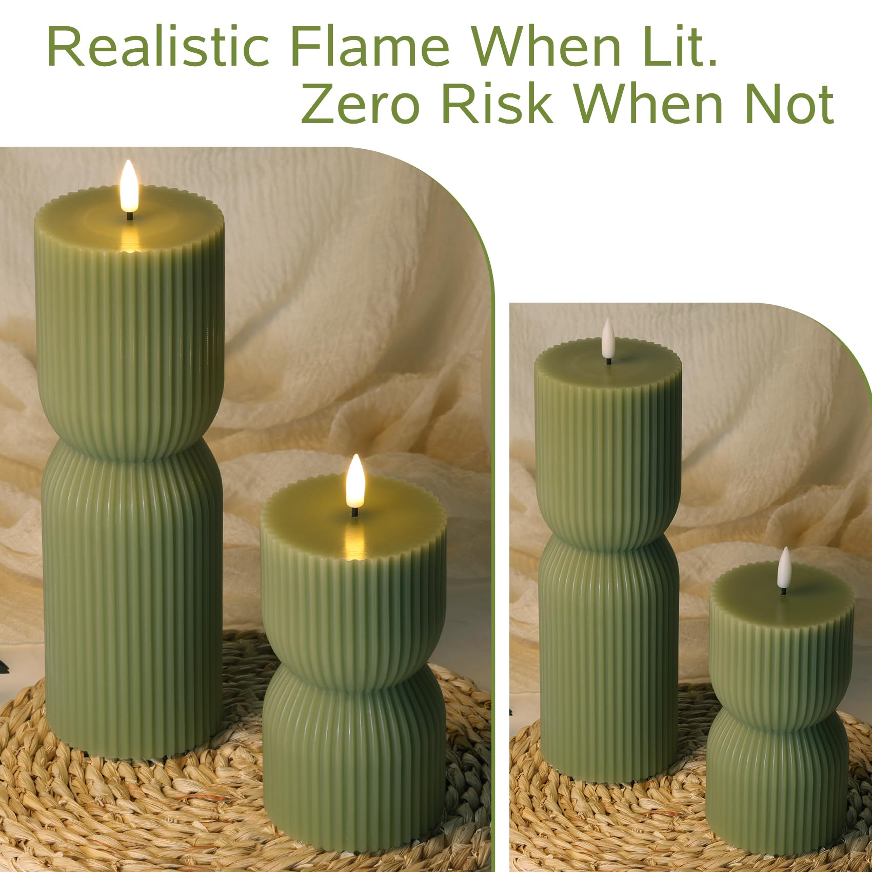 Girimax candle beside glass vase demonstrating scale and versatile tabletop placement