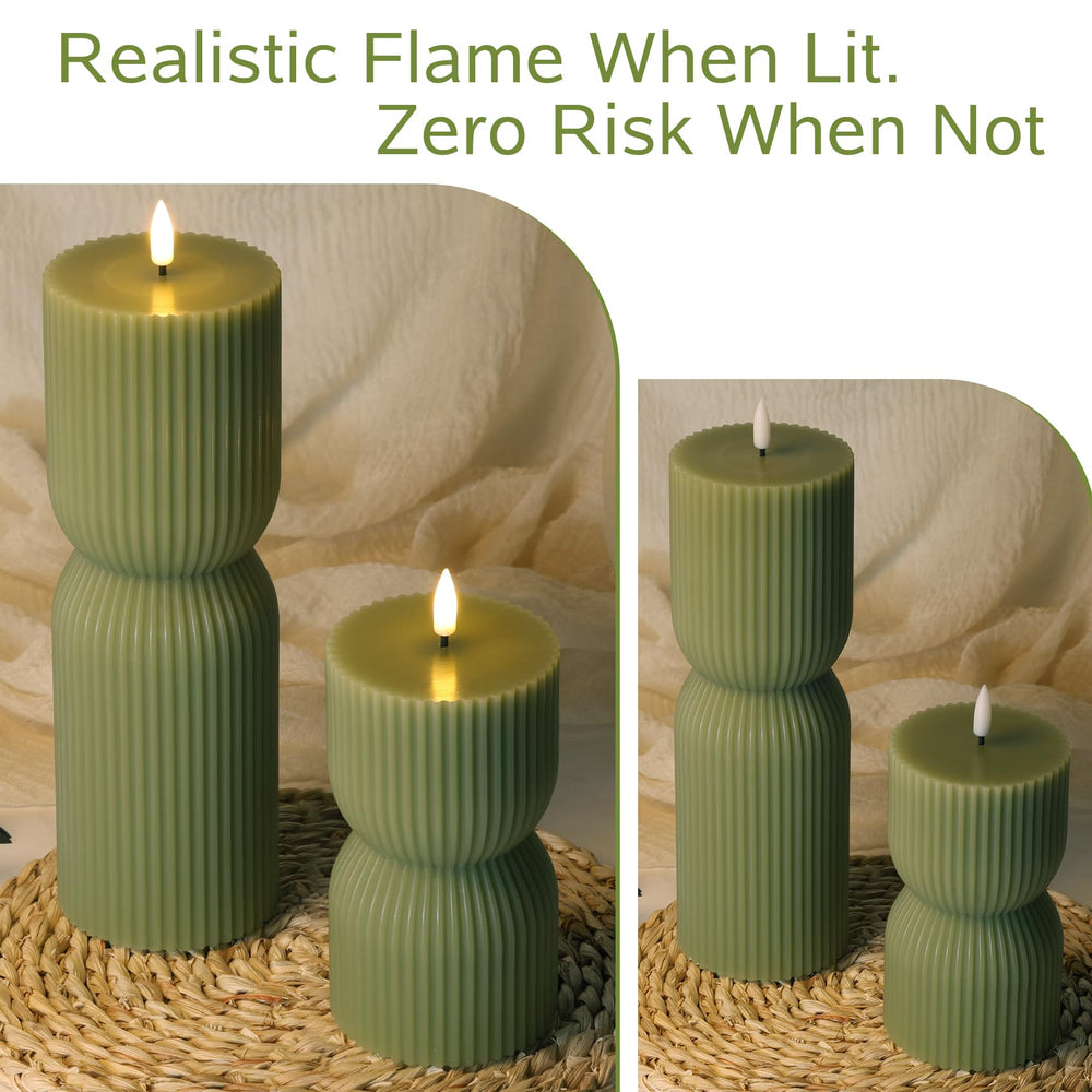 Girimax candle beside glass vase demonstrating scale and versatile tabletop placement