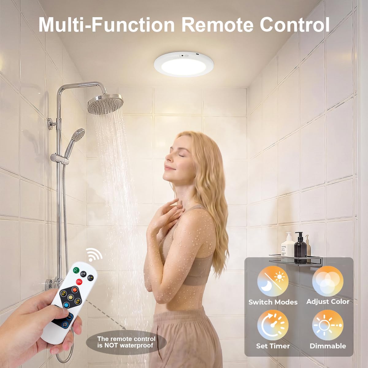 Givryes installed in shower illustrating safe cordless lighting