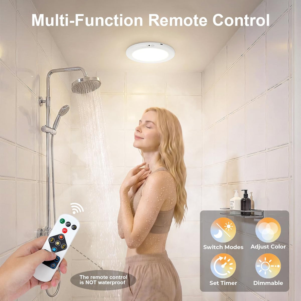 Givryes installed in shower illustrating safe cordless lighting