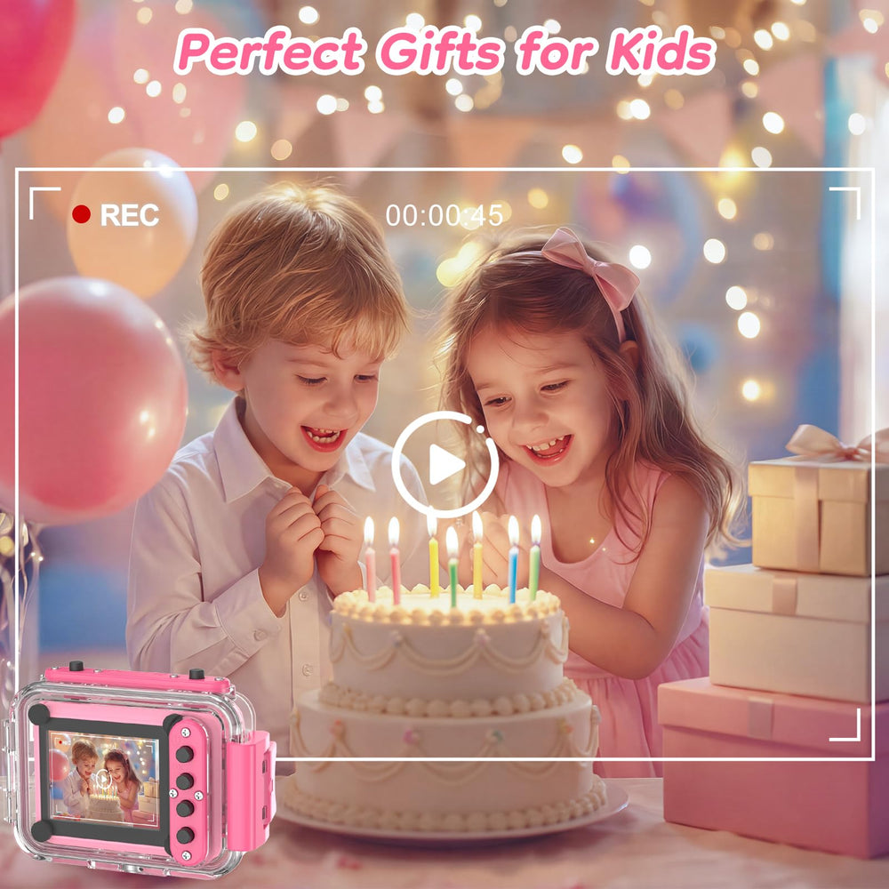 GKTZ child holding camera by pool showing simple controls benefit
