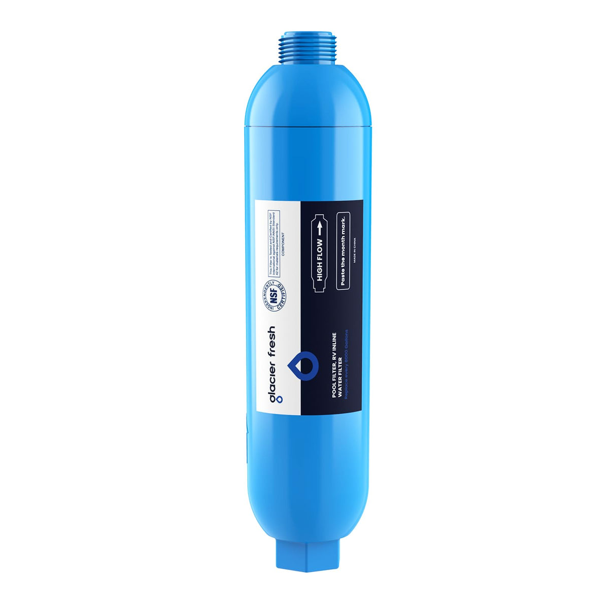 GLACIER FRESH front view of hose filter showing compact design and quick connect benefit