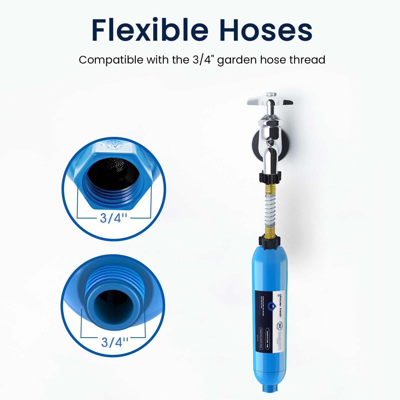 GLACIER FRESH installed on garden hose demonstrating easy tool-free attachment
