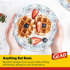 Glad plate holding pasta and sauce to show soak-proof performance
