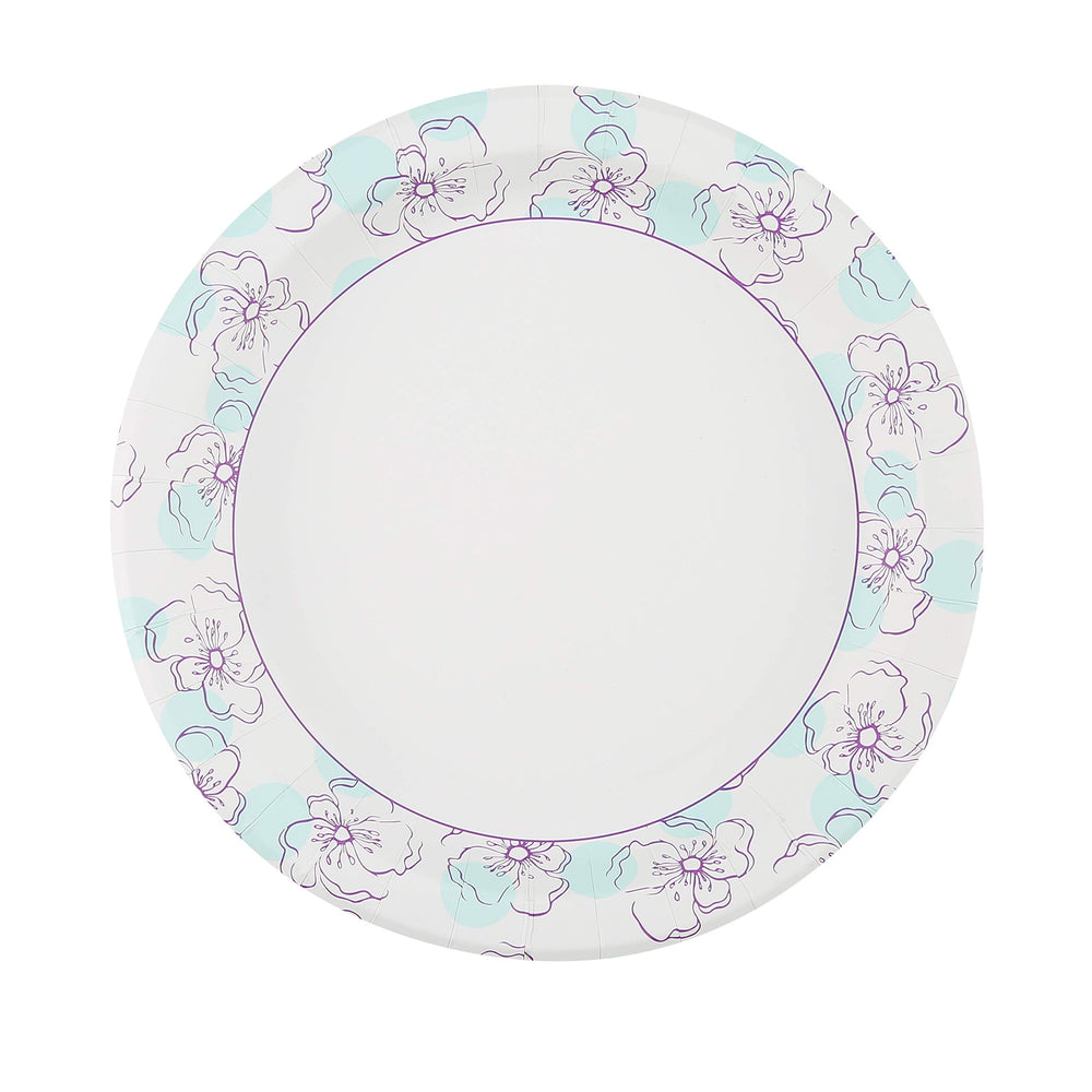 Glad table setting with blue floral plates for casual entertaining