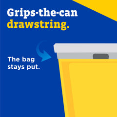 Glad bag lining a kitchen can with no slip showing easier removal and transport