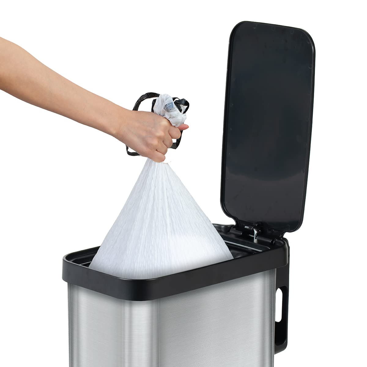 Glad trash can in kitchen lifestyle scene keeping small kitchen tidy and odor controlled