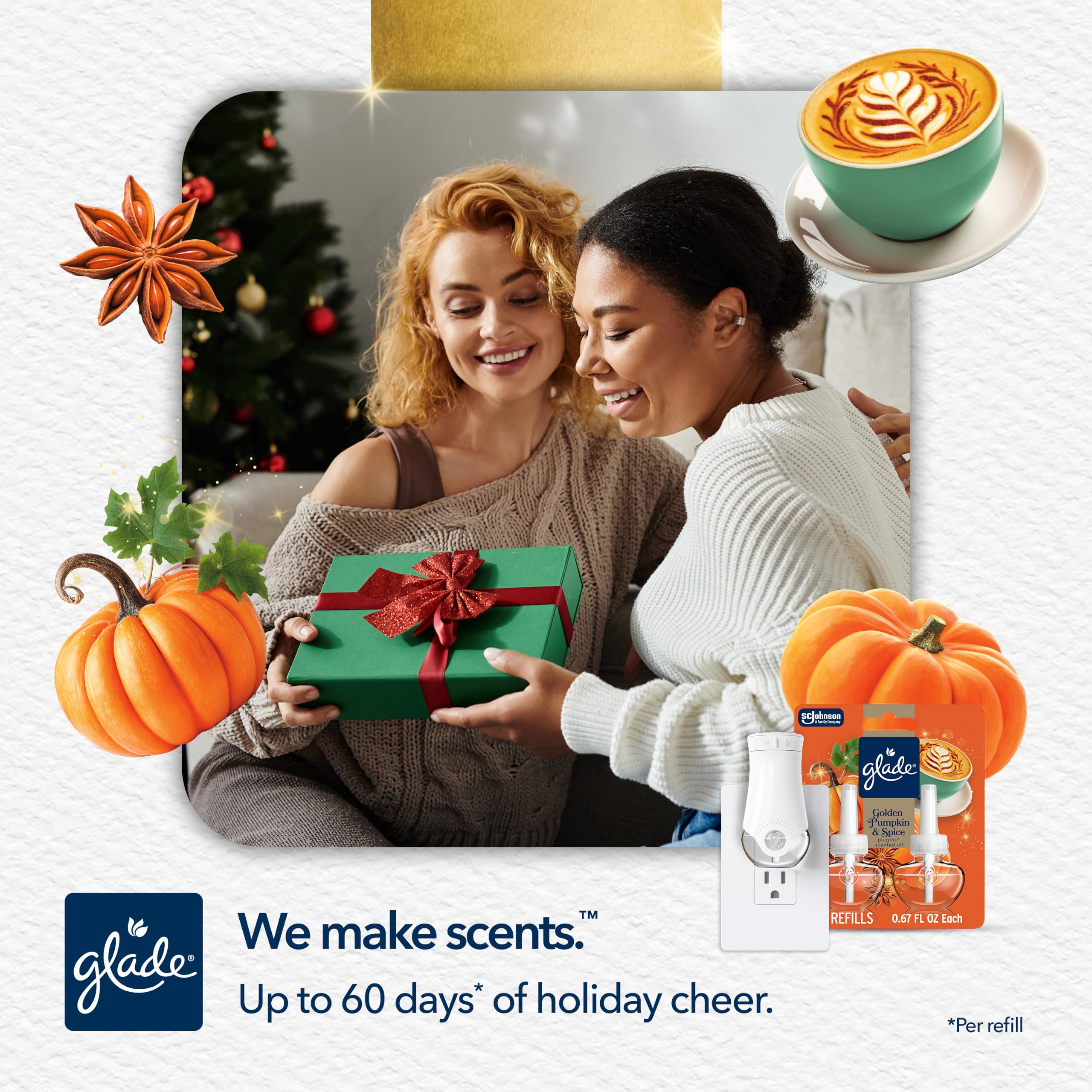 Glade refill held in hand for scale to show compact, convenient size