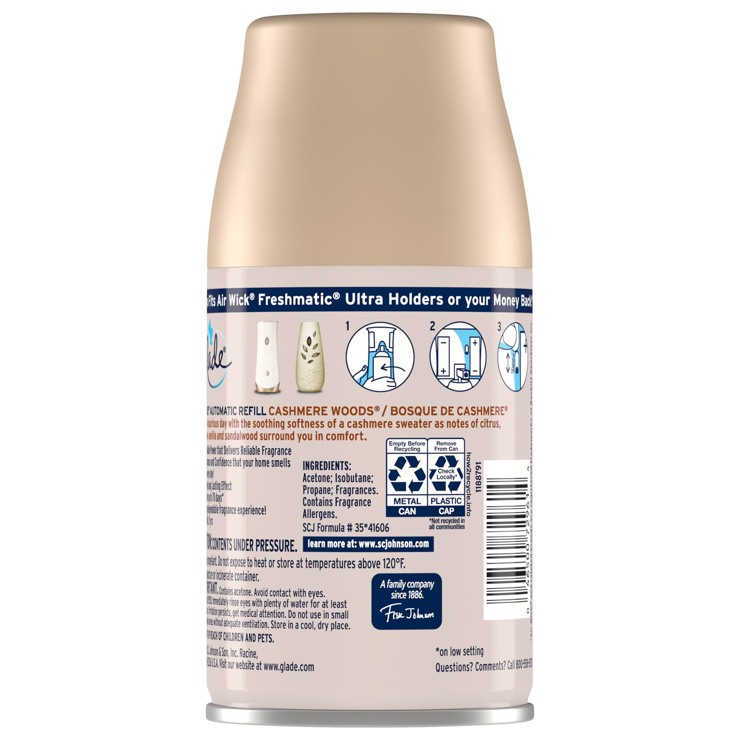Glade close-up of automatic spray holder ribs and textured grip, easy setup benefit