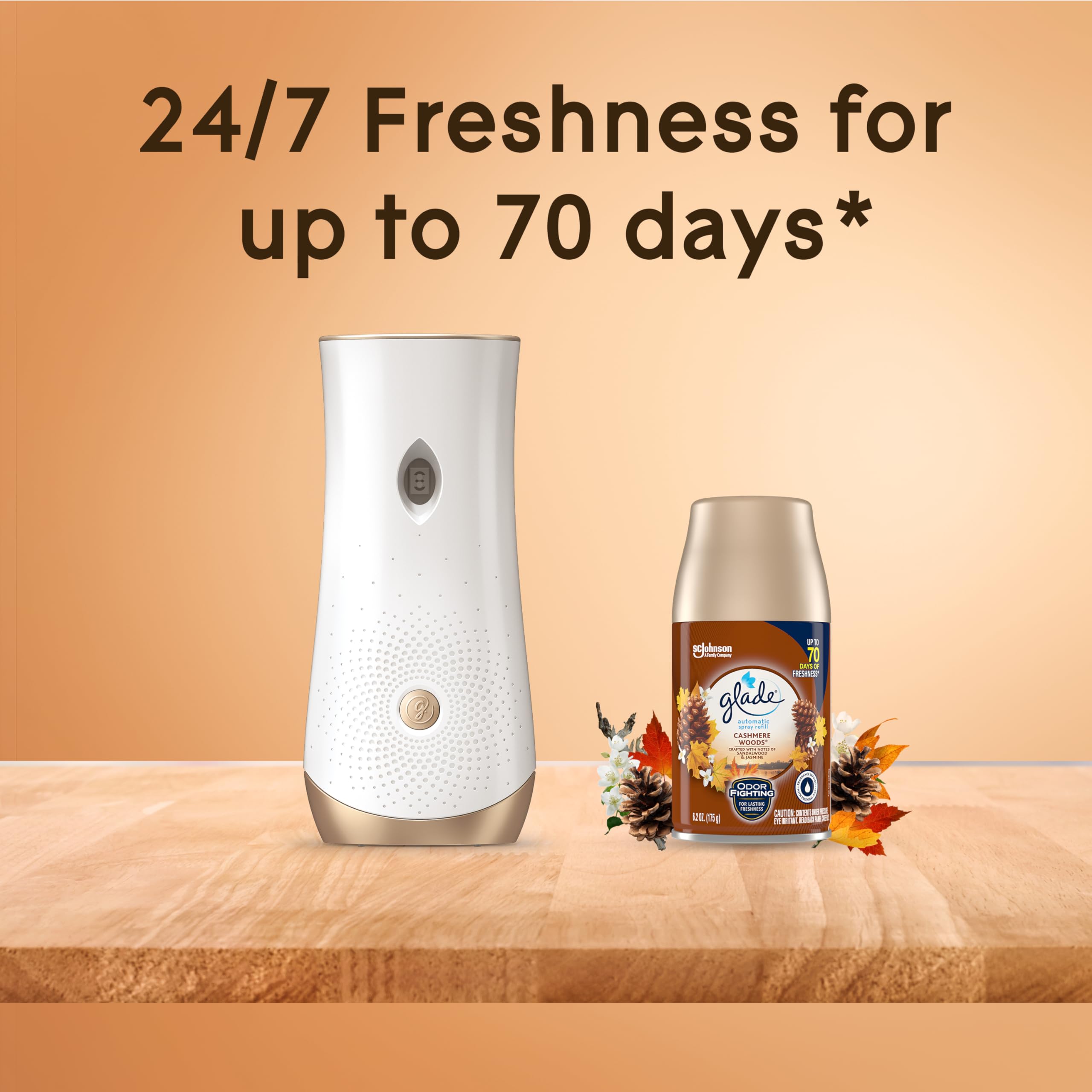 Glade device held in hand showing scale for convenient placement benefit