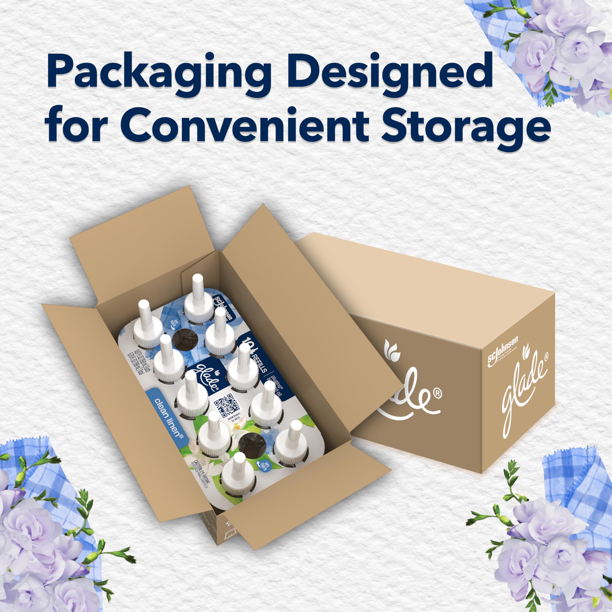 Glade Clean Linen in a living room setting providing subtle, home-friendly fragrance