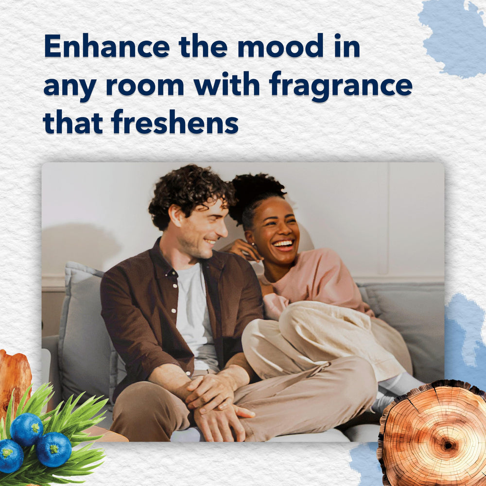 Glade Juniper & Teak oil droplet texture demonstrating premium layered fragrance benefit