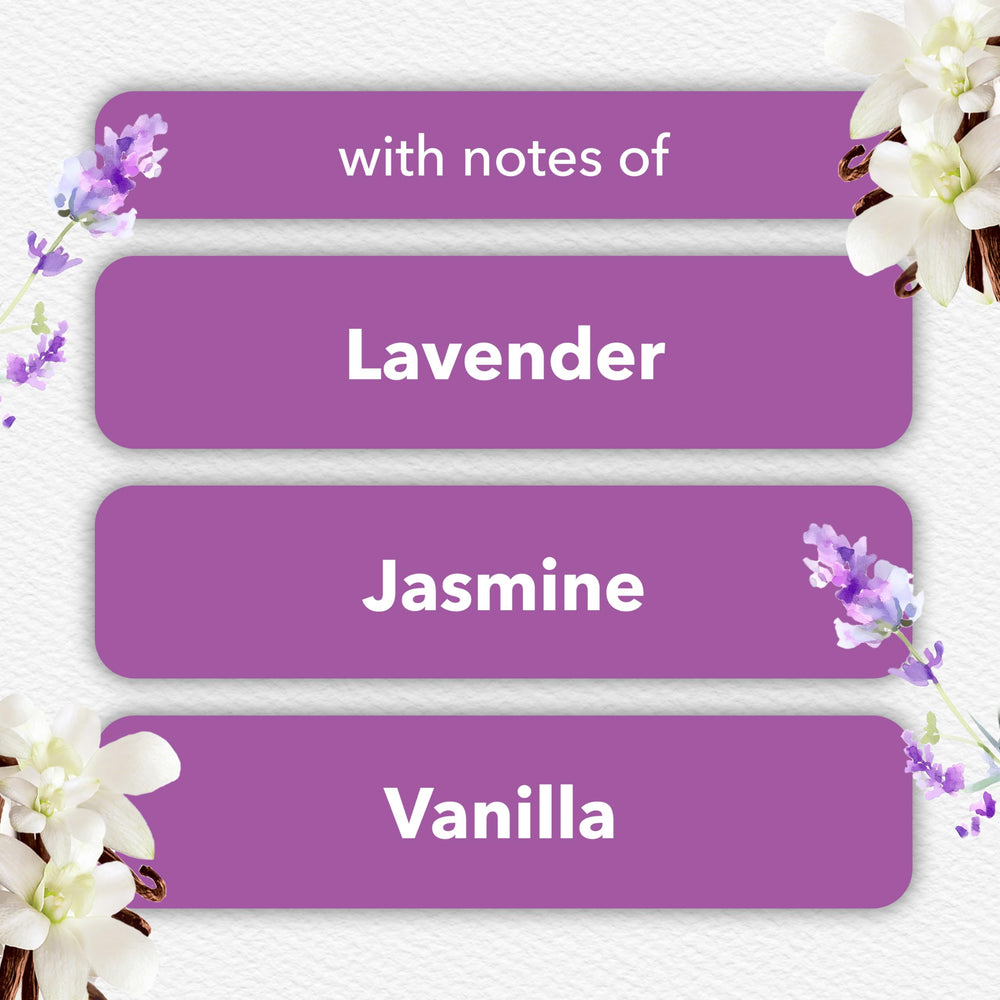 Glade lavender & vanilla on nightstand lifestyle scene creating calming bedroom ambiance