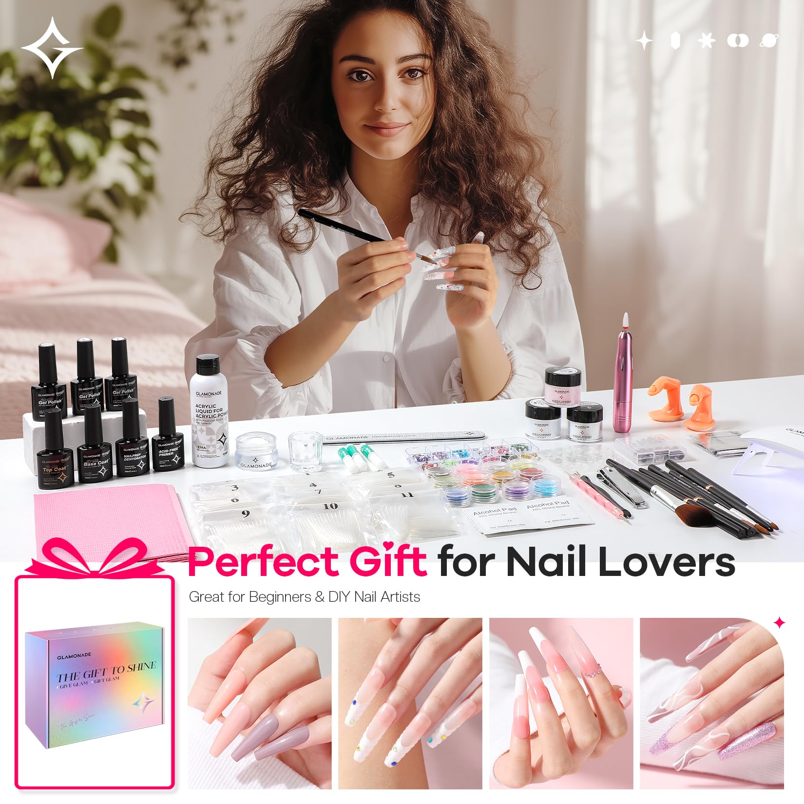 Glamonade complete kit lifestyle scene showing home practice setup and tools