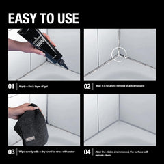 GlassGuard gel applied on grout line demonstrating stain-removal action